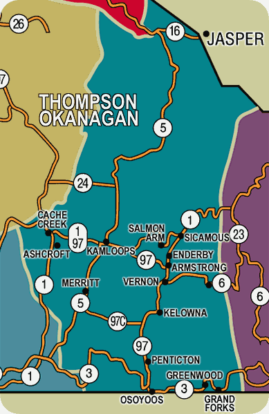 Thompson Okanagan SunCruiser   Map Of Thompson Okanagan 